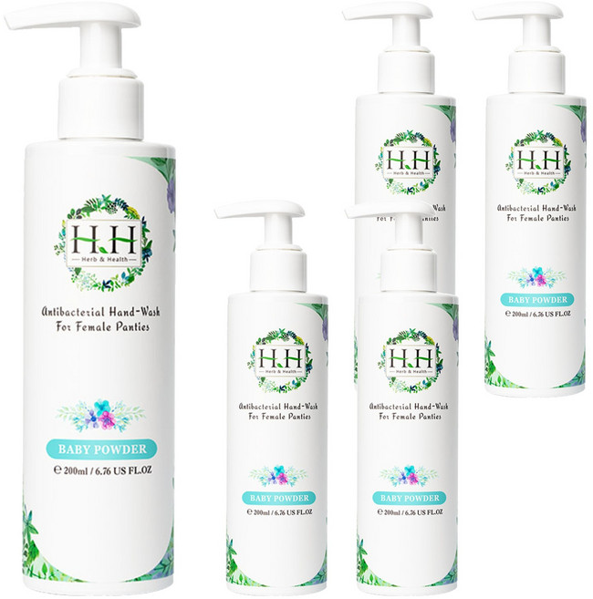 HH 草本新淨界 女性私密衣物抗菌手洗精 寶貝粉香, 200ml, 5瓶
