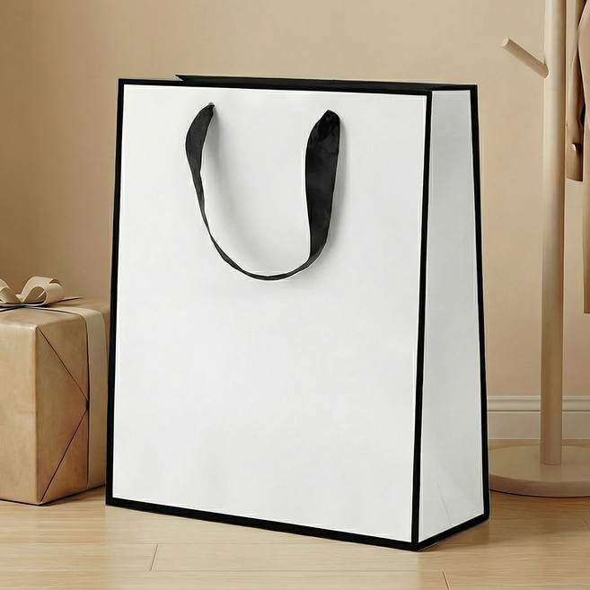 마메 쇼핑백 세로형, C 화이트라인, 10개