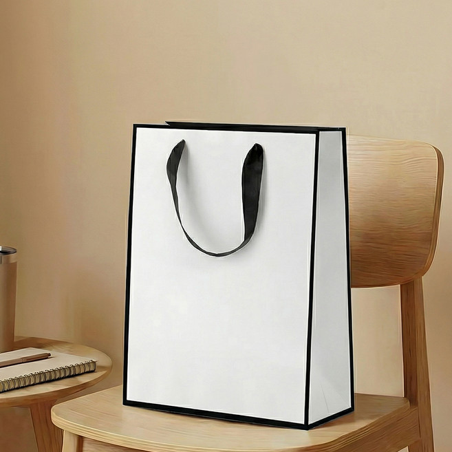 마메 쇼핑백 세로형, C 화이트라인, 10개