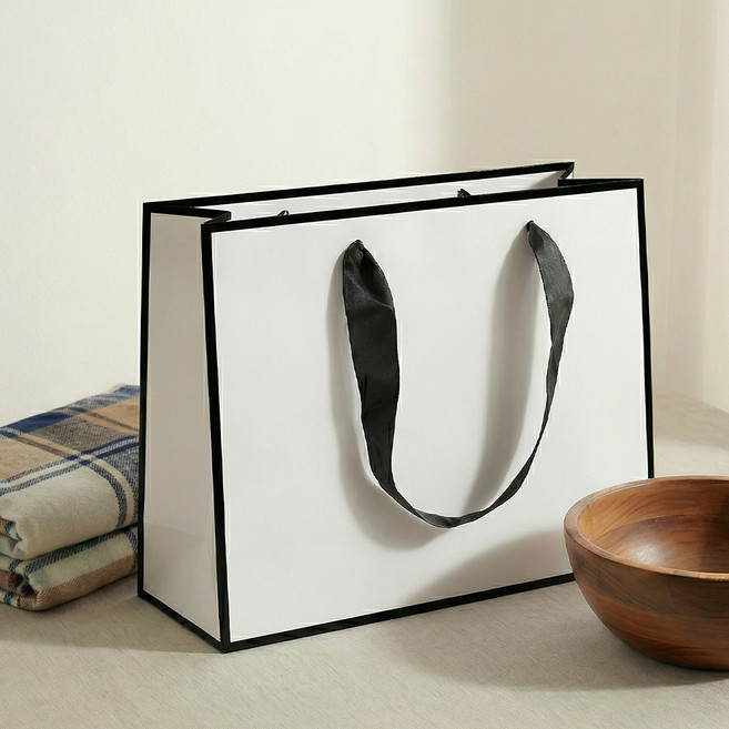 마메 쇼핑백 가로형, C 화이트라인, 10개