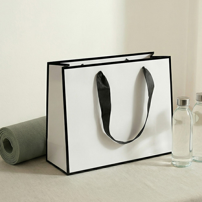 마메 쇼핑백 가로형, C 화이트라인, 10개