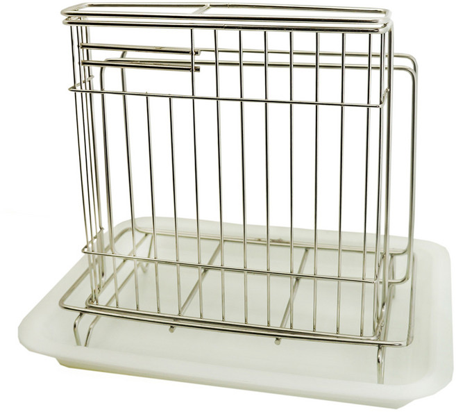 不銹鋼菜刀砧板架 附PP盤, 銀色 + 白色, 1個