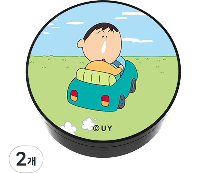 BELLEAMANT 蠟筆小新 小碰碰車設計 車用芳香劑 阿呆 + Flowit花香, 1入, 2個