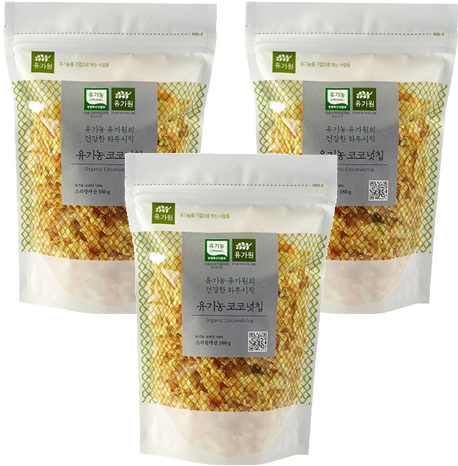 유가원 유기농 코코넛칩, 180g, 3개