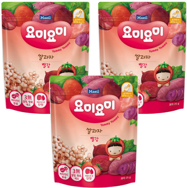 Maeil 每日乳業 Yommy Yommy 造型米餅, 米花花, 25g, 3包