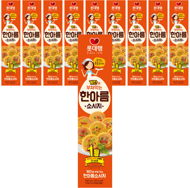 롯데햄 한아름 소시지, 600g, 10개