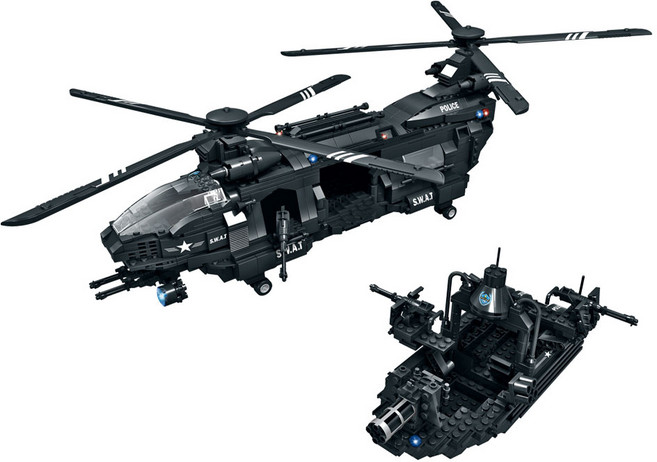 경찰특공대 헬리콥터 1251PCS 박스 랜덤발송, 혼합색상, 1개