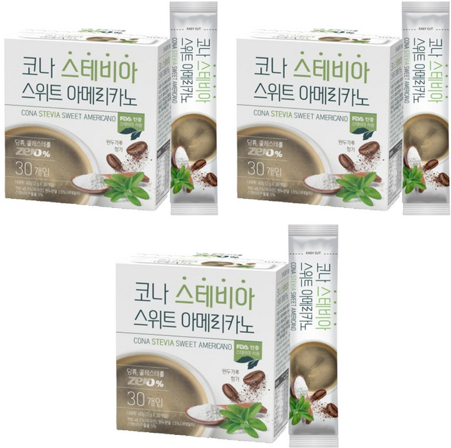 CONA 스테비아 스위트 아메리카노 커피믹스, 2g, 30개입, 3개