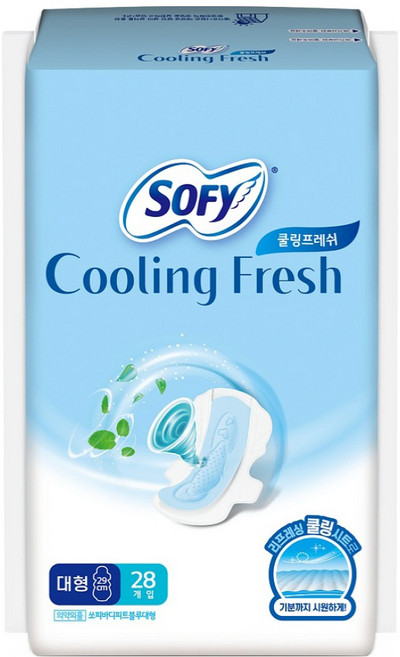 쏘피 쿨링 프레쉬 생리대 날개형, 대형, 28개입, 1개