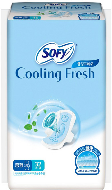 쏘피 쿨링 프레쉬 생리대 날개형, 중형, 32개입, 1개