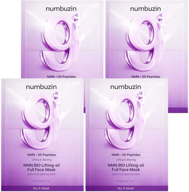 numbuzin 台灣公司貨 No.9 提拉緊致全效面膜, 1組, 4入