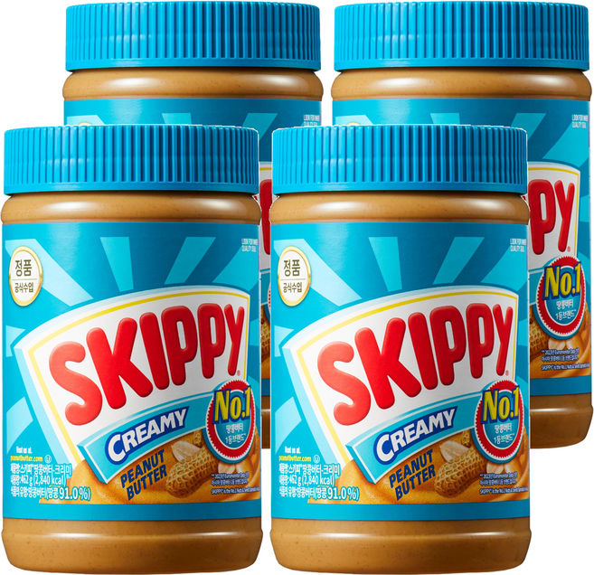 스키피 크리미 땅콩버터, 462g, 4개