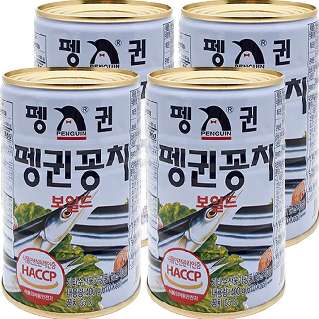 펭귄 꽁치 보일드 통조림, 400g, 4개