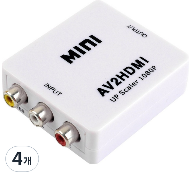 Coms 迷你 AV to HDMI 轉換器 白色 複合式RCA 3線 影像 音訊 輸入, 4個, YT-AH1P