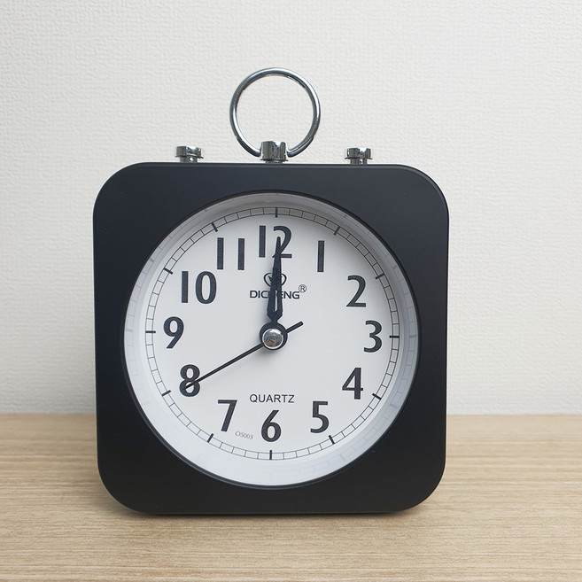 DICHENG 빈티지 무소음 탁상 알람 시계, 블랙