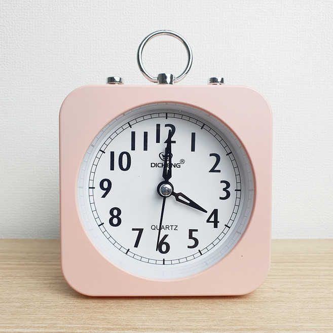 DICHENG 빈티지 무소음 탁상 알람 시계, 핑크