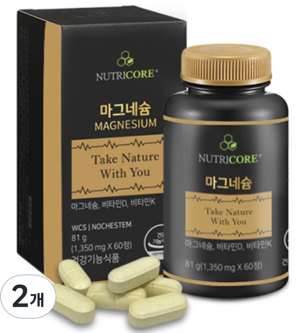 뉴트리코어 마그네슘 81g, 60정, 2개 - 쿠팡
