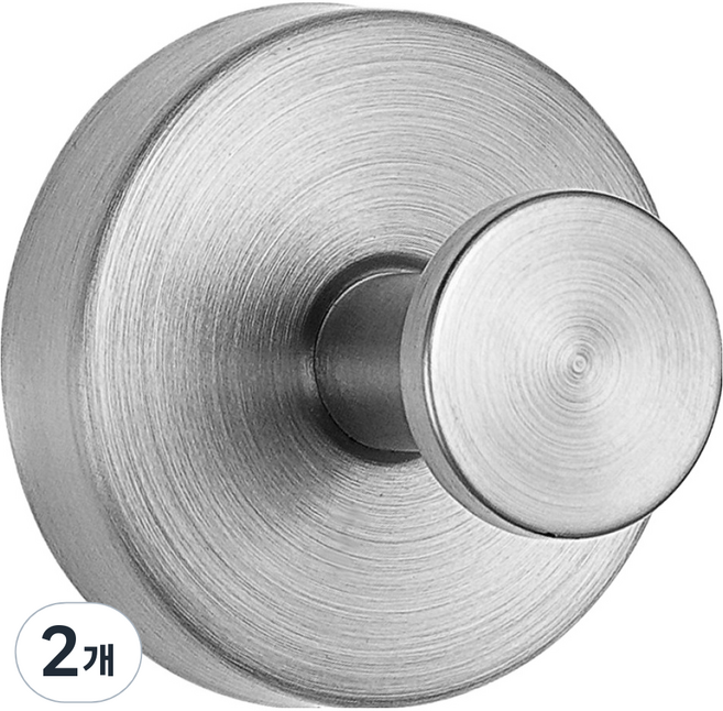한봄누리 무타공 부착 흡착식 모던 무광 스텐 후크 걸이, 실버, 2개