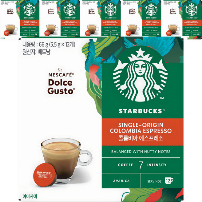 스타벅스 돌체구스토 싱글 오리진 콜롬비아 에스프레소 캡슐커피, 5.5g, 12개입, 6개