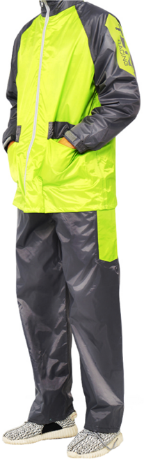 TDN RACING 風行競速風雨衣兩件式套裝 透氣內網設計 隱藏式雨帽 大口袋 高係數反光條 防水係數10000+, 螢光綠