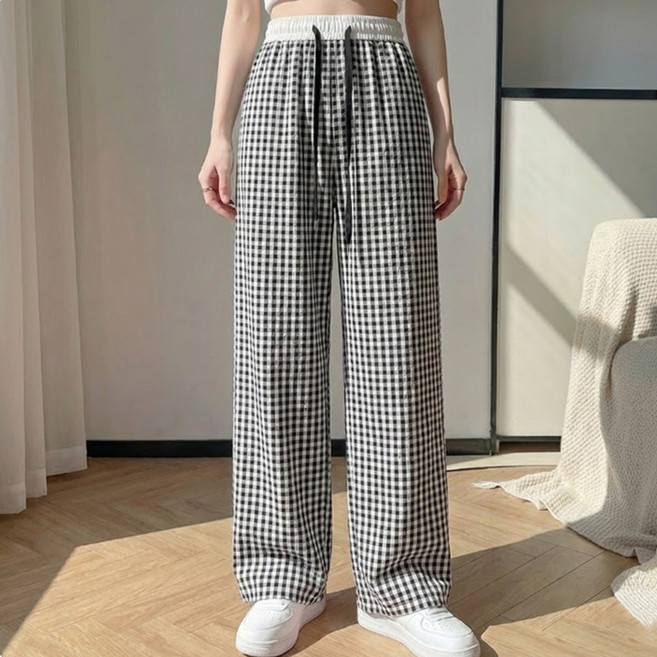 Sonio 女款棋盤格寬版長褲