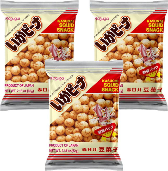 카수가이 이카 피넛 과자, 62g, 3개