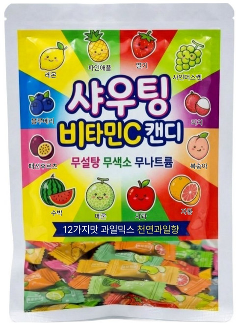 무설탕 무나트륨 12가지맛 과일믹스 샤우팅 비타민C 캔디, 200g, 1개