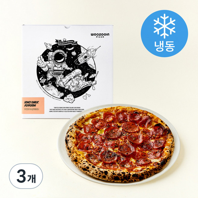 우주인피자 허니갈릭 페퍼로니 (냉동), 386g, 1개입, 3개