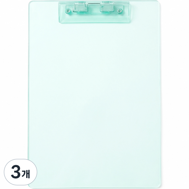 모던앳 투명 컬러 클립보드 A4, 민트, 3개