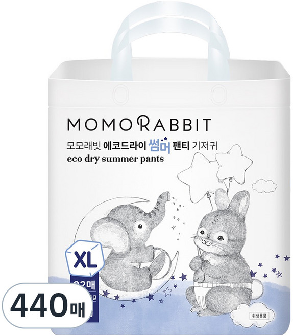 모모래빗 에코드라이 썸머 팬티 기저귀 아동용, 특대형(XL), 440매