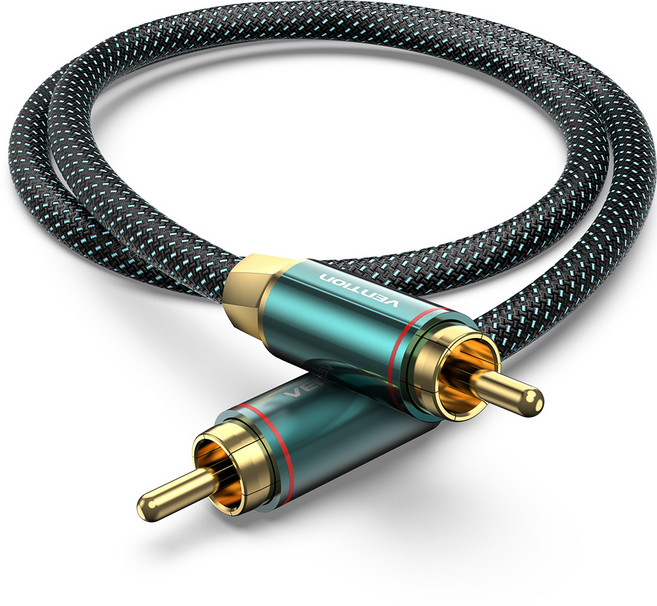 벤션 1 RCA M to M 하이파이 동축 오디오 은 도금 코어 케이블, BCTGF-1m, 그린, 1개