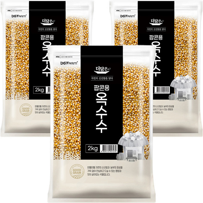Deodameun 爆米花用玉米粒, 3包, 2kg