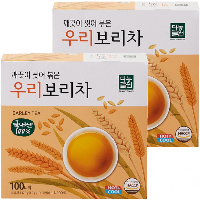 다농원 깨끗이 씻어 볶은 우리보리차 티백, 1.2g, 100개입, 2개