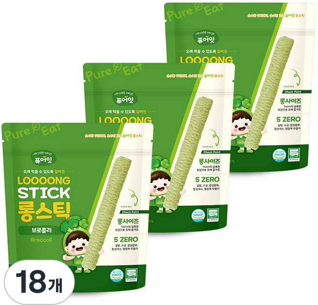 퓨어잇 롱스틱, 브로콜리, 30g, 18개