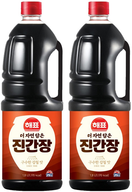 해표 진간장, 1.8L, 2개