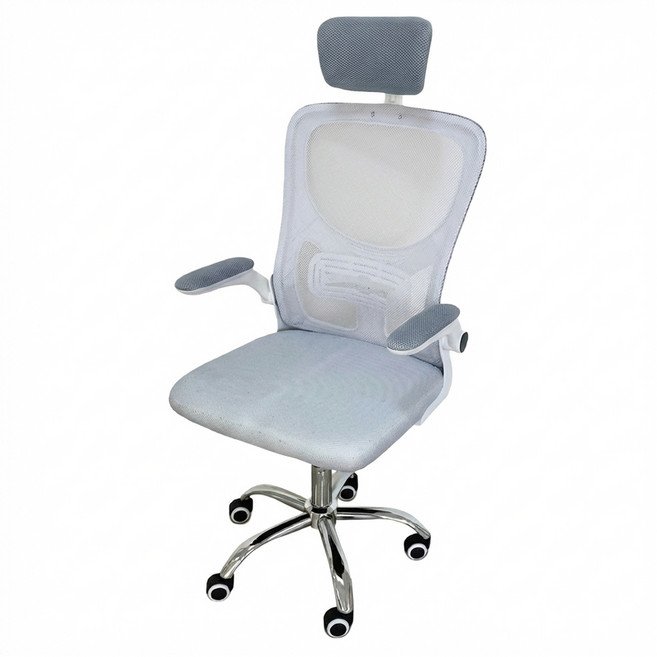 HONG JIN 宏晉 電腦辦公椅3D頭枕 鋼爪, 灰白色