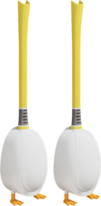 葉子小舖 小鴨子馬桶刷 黃色 壁掛式馬桶刷 無死角清潔 可愛造型, 2支