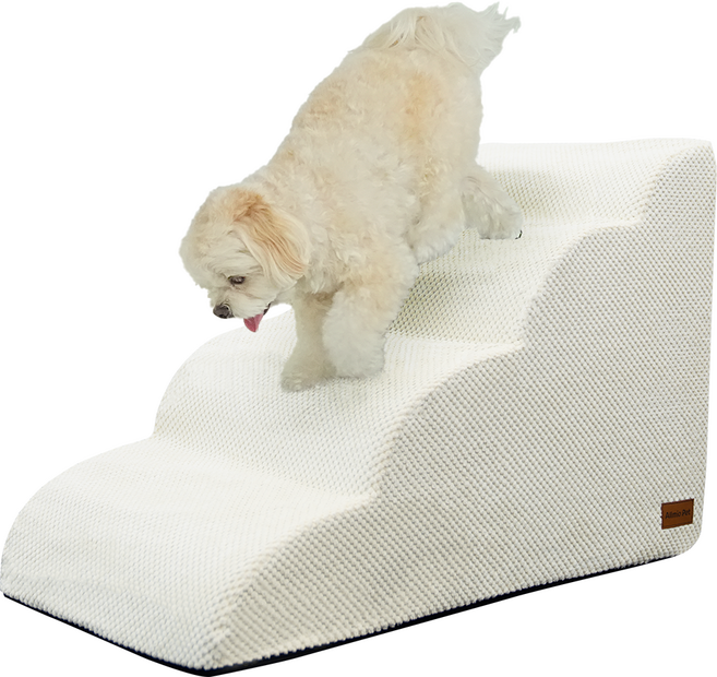올미오펫 구름패브릭 곡선 강아지 계단, 크림아이보리, 1개