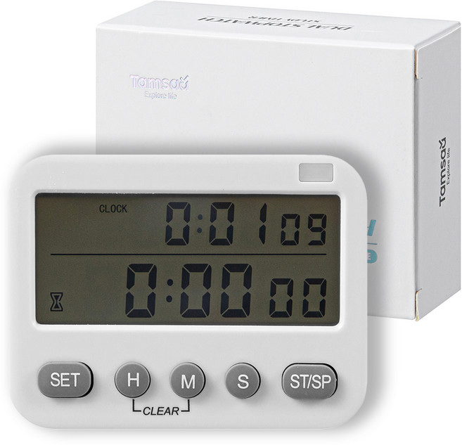 탐사 듀얼 스탑워치 스터디 타이머 화이트, 1개
