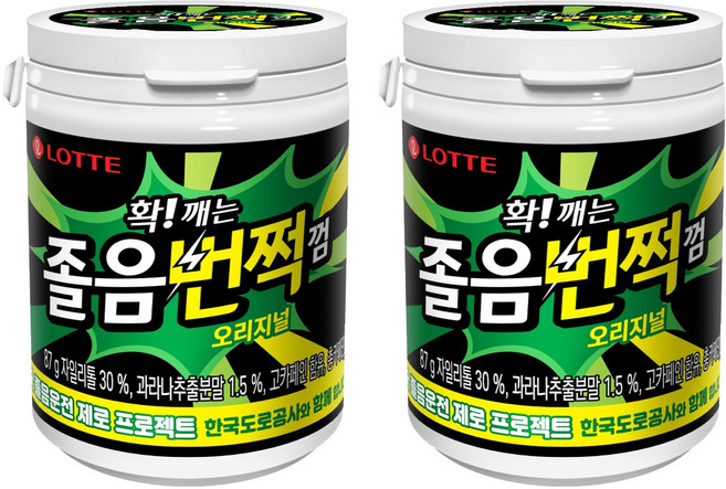 롯데웰푸드 졸음번쩍 껌 오리지널, 87g, 2개