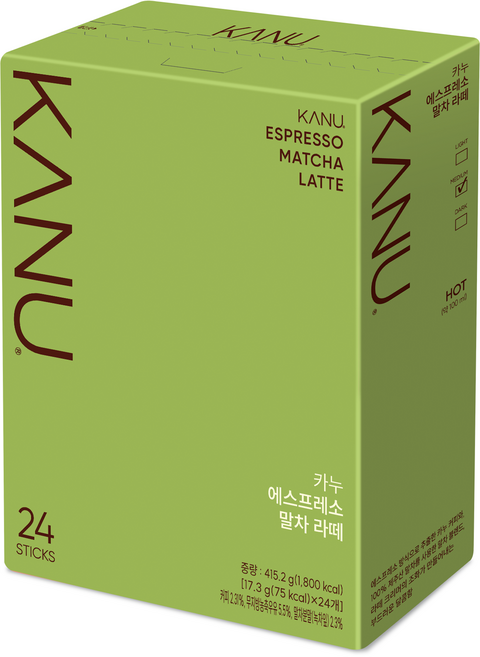 카누 에스프레소 말차 라떼 커피믹스, 17.3g, 24개입, 1개