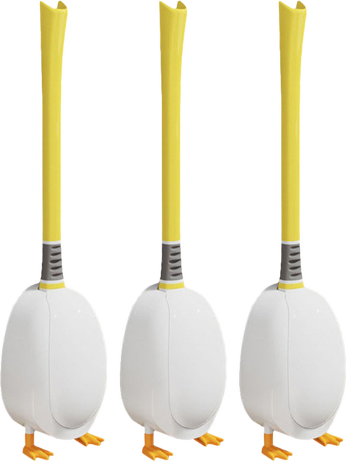 葉子小舖 小鴨子馬桶刷 黃色 壁掛式馬桶刷 無死角清潔 可愛造型, 3支