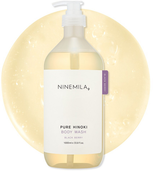 나인밀라 퓨어 히노끼 바디워시 블랙베리향, 1L, 1개