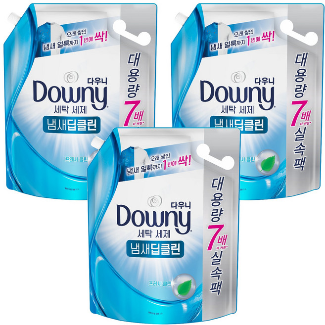 다우니 냄새 딥클린 프레시 클린 액상세제 리필, 3.2L, 3개