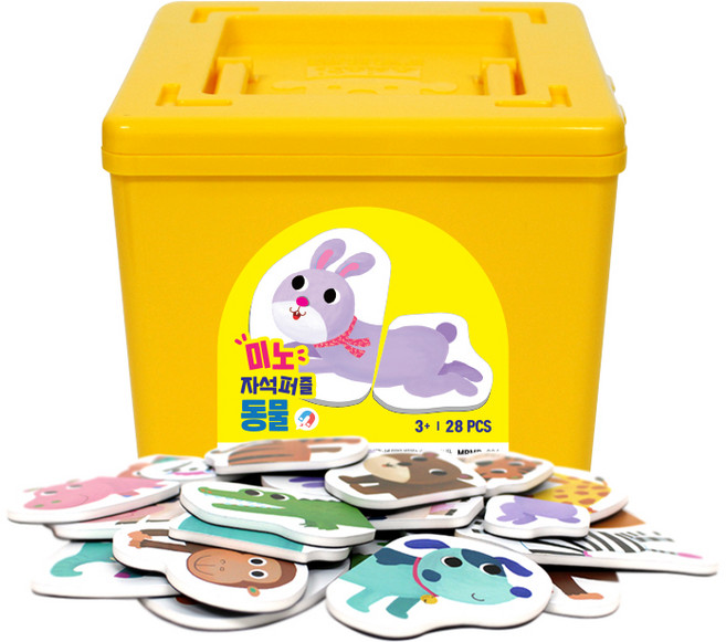 아리아띠 미노 자석퍼즐 동물, 혼합색상, 1세트