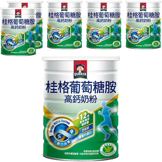 QUAKER 桂格 葡萄糖胺高鈣奶粉, 1.5kg, 6罐