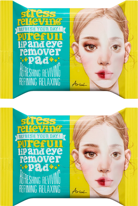 AriuL 艾藜兒 官方直營 淨膚雙面眼唇卸妝棉, 55g, 2包, 30片