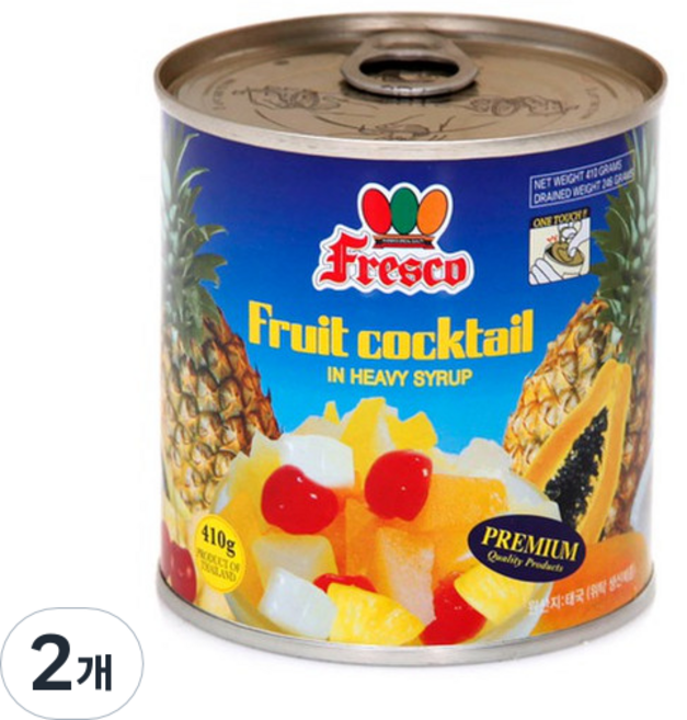 Fresco 후르츠 칵테일 통조림, 410g, 2개