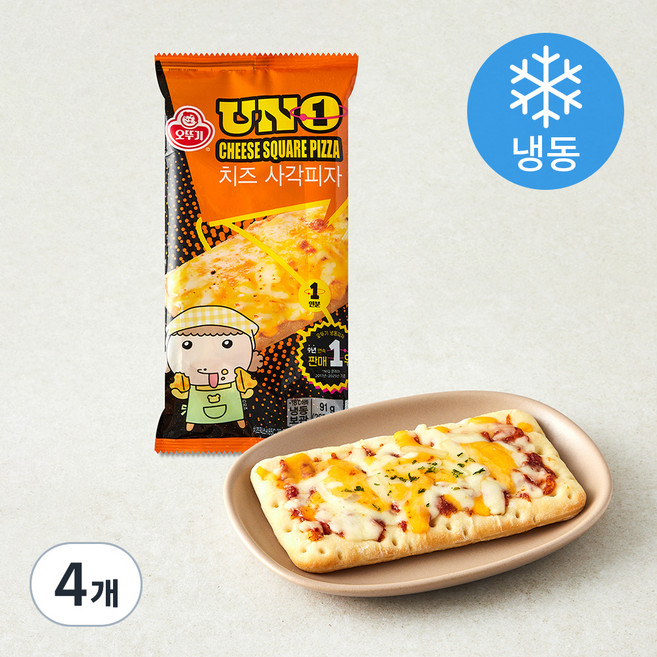 오뚜기 UNO 치즈 사각피자 (냉동), 91g, 1개입, 4개