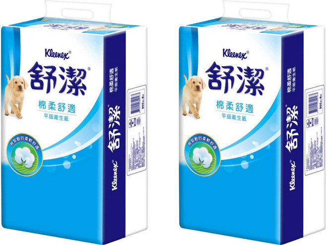 Kleenex 舒潔 棉柔舒適平版衛生紙 300張, 6包, 2袋